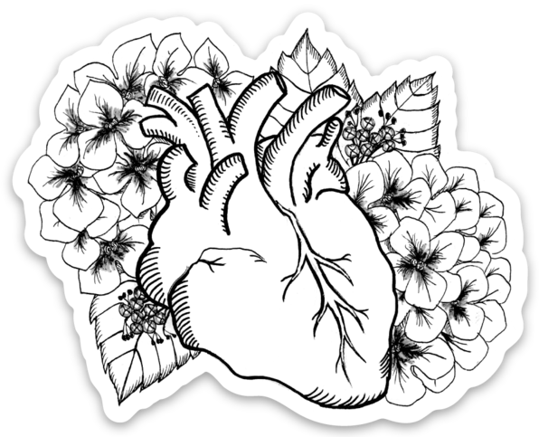 Heart and Hydrangea Vinyl Sticker
