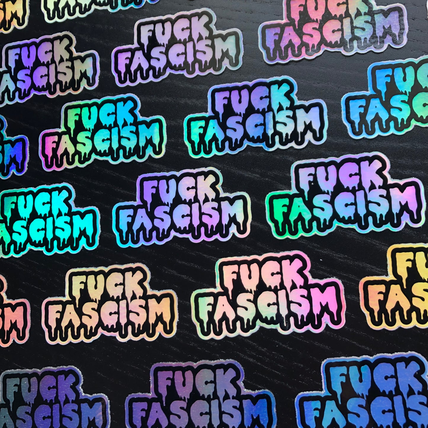 Holographic Fuck Fascism Vinyl Sticker