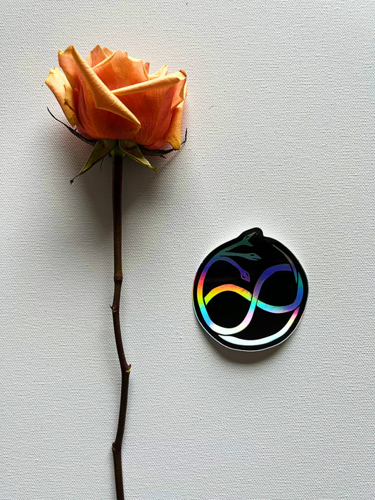 Holographic 3-Headed Ouroboros Vinyl Sticker