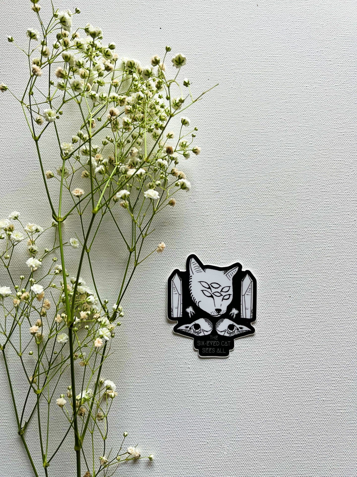The Six-Eyed Cat Sees All Vinyl Sticker