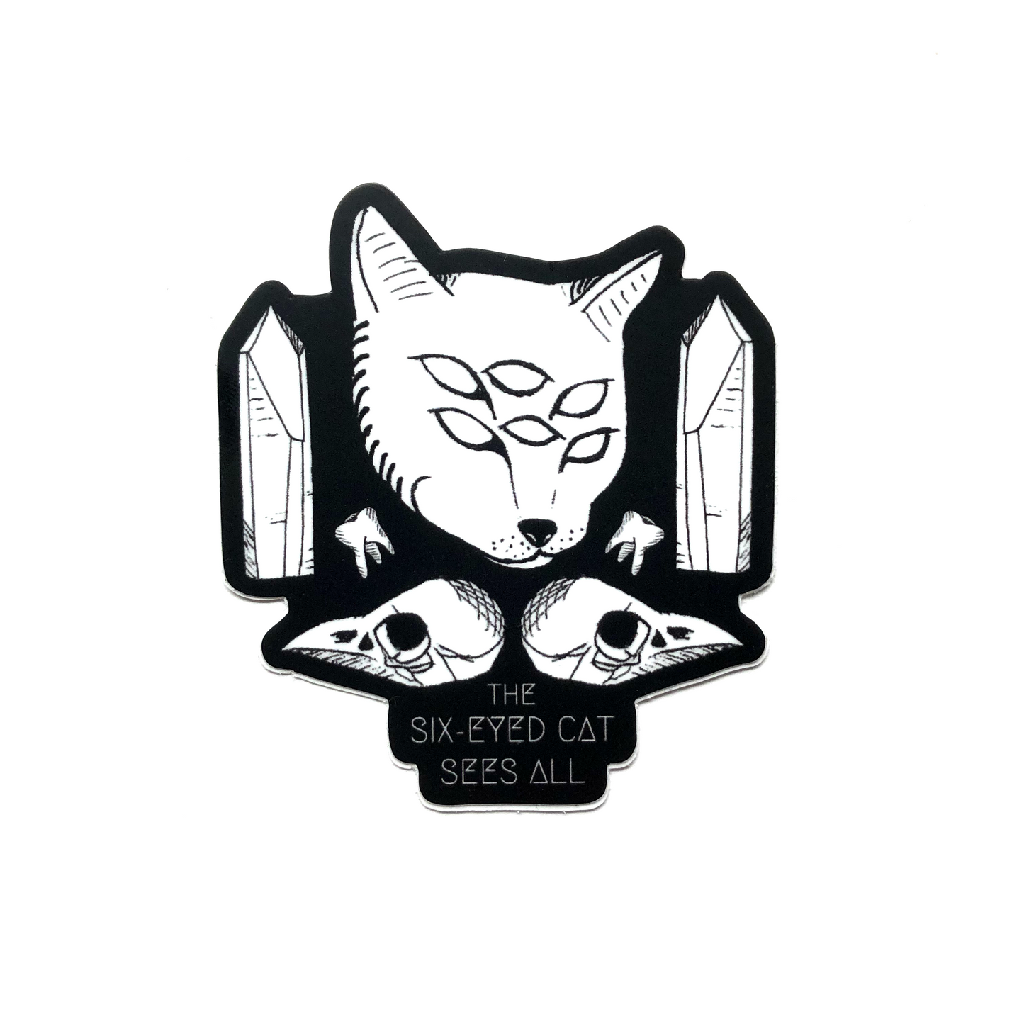 The Six-Eyed Cat Sees All Vinyl Sticker